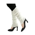 thumbnail image 3 of INSPIRE CHIC Women's Ruffled Cuff Over Knee Length Ribbed Knitted Leg Warmers White, 3 of 6