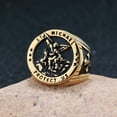 thumbnail image 2 of Vintage Catholic Angel Michael Ring For Men Women Punk 14K Yellow Gold Knight Saint Michael Protect Rings Amulet Jewelry Gifts, 2 of 10