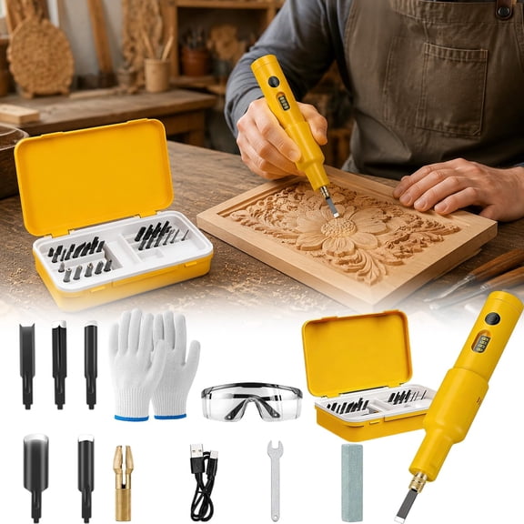 All-in-One Electric Carving Tool Set, Cordless Mini Wood Carving Chisel, Electric Engraving Tool Kit for Wood Paper Plaster Crafts