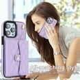 thumbnail image 4 of Designed for iPhone 16 Pro Wallet Case with Shoulder Strap and Wrist Strap, Elegant Stand PU Leather Credit Card Holder Magnetic Clasp Slim Phone Cover, RFID Blocking, Violet, 4 of 9