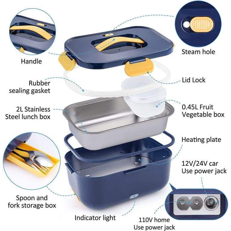OTTSIGNATURE Electric Lunch Box Food Heater - 60W Portable Food Warmer for  On-the-Go - Heated Lunch …See more OTTSIGNATURE Electric Lunch Box Food