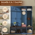 thumbnail image 3 of Farmhouse Hall Tree Bench with Hidden Hooks, 8-Door Shoe Storage Cabinet & Open Compartments, Entryway Organizer for Living Room, Blue, 3 of 7