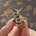 thumbnail image 4 of OIUR Brass Cat Figurine Small Cat Statue Incense Stick Holder Desktop Retro Mini Feline Ornament for Home Office Tea Table Car, 4 of 7