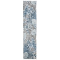 SAFAVIEH Cabana Salima Botanical Indoor/Outdoor Runner Rug, Ivory/Navy, 2' x 9'