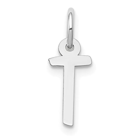 Auriga 10k White Gold Slanted Block T Charm for Women (L-15 mm W-6 mm)