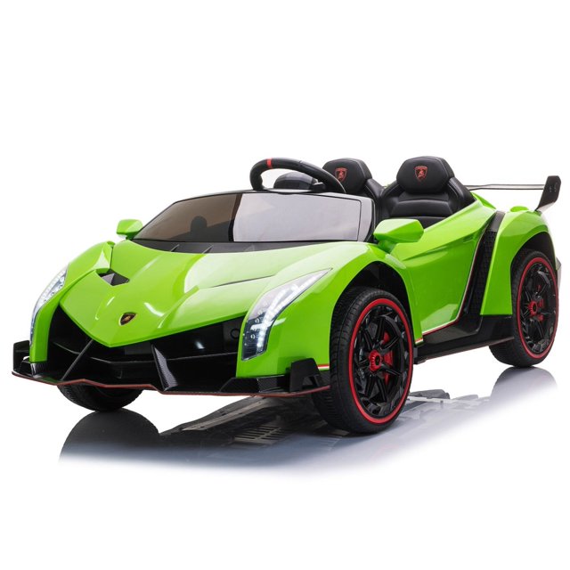 Lamborghini Veneno 24V (2x12V) Ride On Cars 4x4 Upgraded Leather Seats Rubber Tires with Remote Control