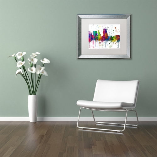 Trademark Fine Art "Boise Idaho Skyline Mclr-1" Canvas Art by Marlene Watson, White Matte, Silver Frame