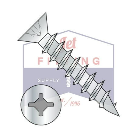 

#8 x 1 Deep Thread Wood Screws | Square Drive | Flat Head | No Nibs | Steel | Zinc (Quantity: 10500)