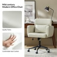 thumbnail image 5 of 360-Degree Swivel Leather Deskchair with Wheels Adjustable Height for Home Office Bedroom Ivory, 5 of 7