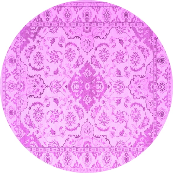 Ahgly Company Indoor Round Abstract Purple Contemporary Area Rugs, 5' Round
