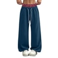 thumbnail image 2 of Jovrlynd Wide Leg Sweatpants Women Drawstring Pockets High Waist Plaid Loose Joggers Casual Fleece Baggy Lounge Pants, S-3XL, 2 of 8