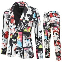 Azrian Men Suit Casual Light Business One-button Face 3D Printed Suit and Trousers