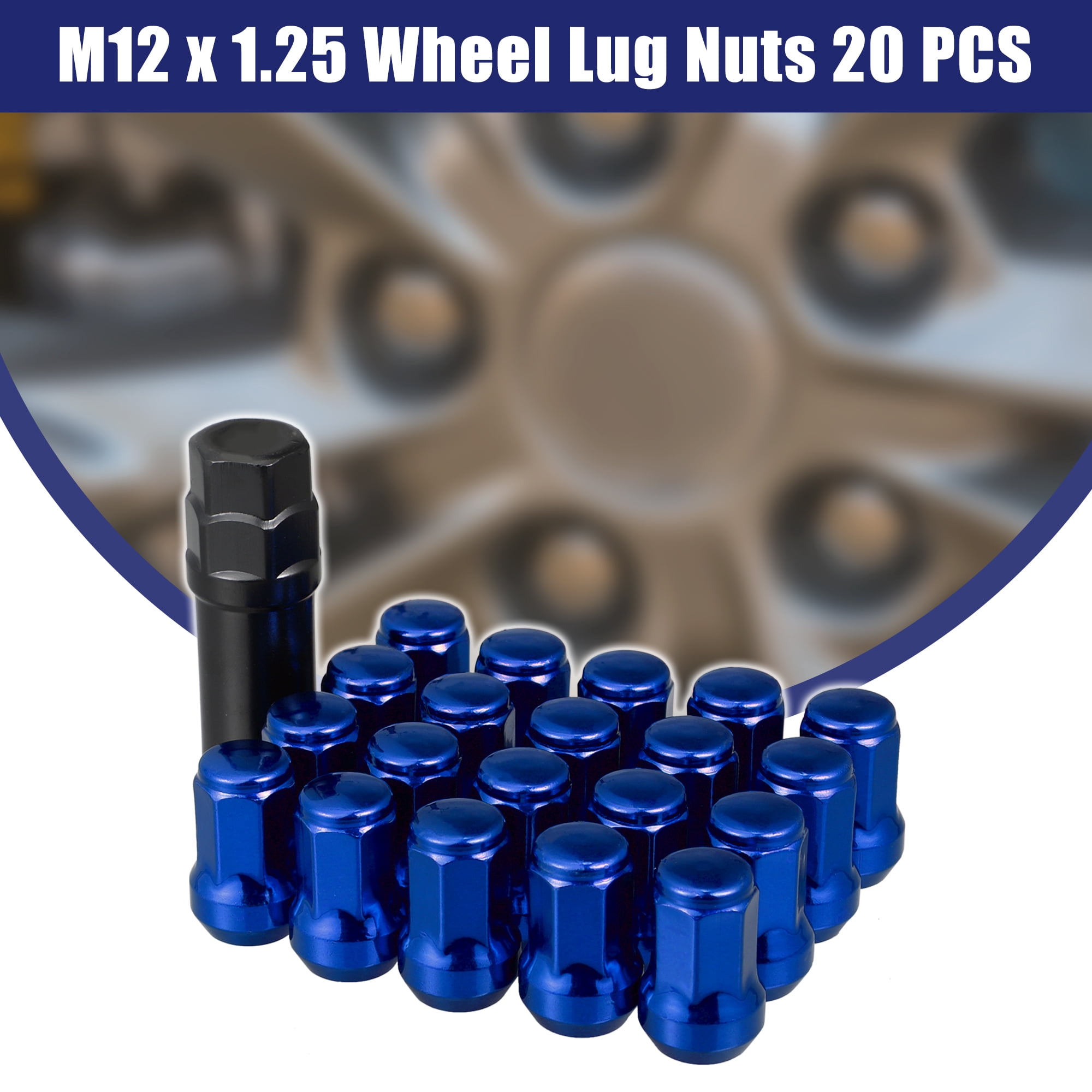 Unique Bargains 20Pcs M12 x 1.25 Car Lug Nuts with Socket Key Blue