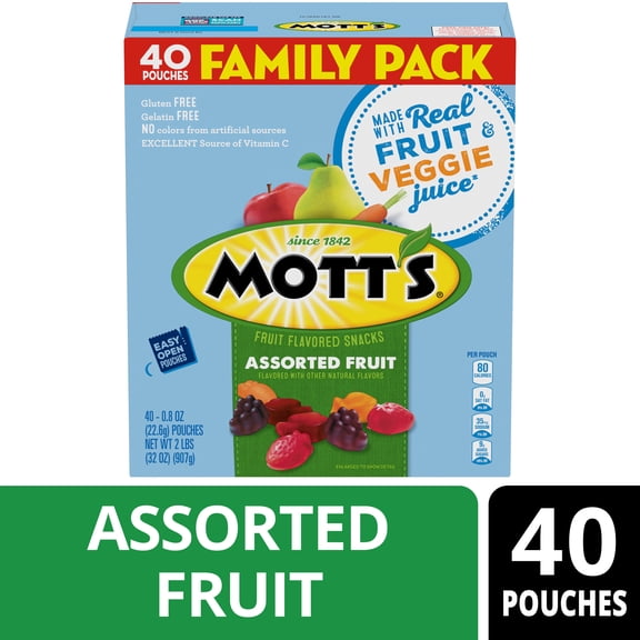 Mott's Assorted Fruit Flavored Snacks, Valentine's Day, Family Pack, 40 Count, 32 oz