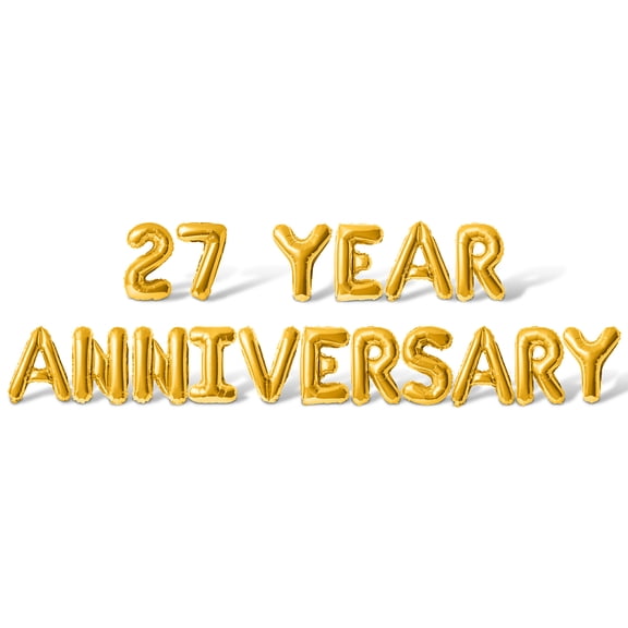Letter Balloons - 27 YEAR ANNIVERSARY 16" Inch Alphabet Letters Foil Mylar Balloon 27th Anniversary Party Banner (Gold)