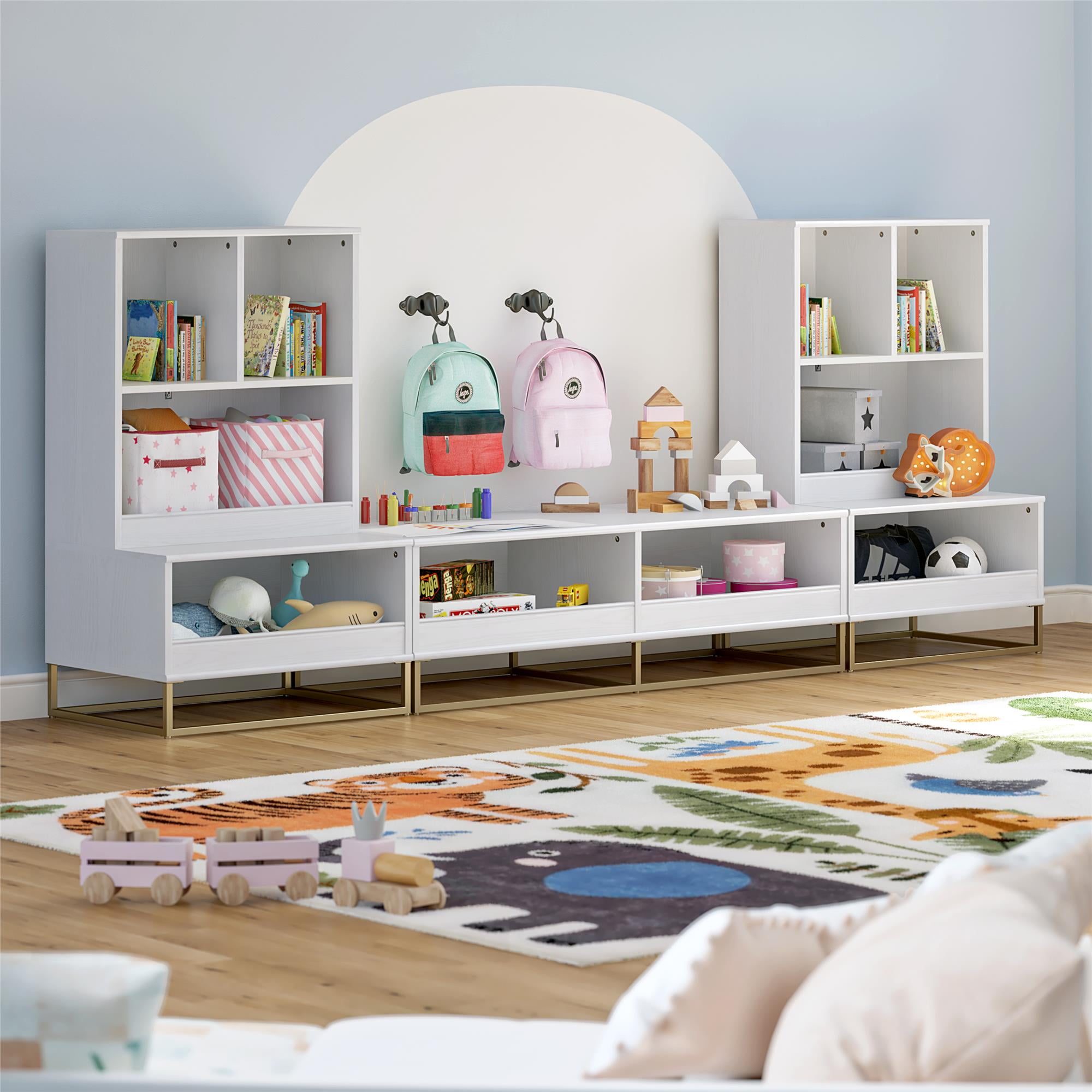 Little Seeds Charlie 3 Piece TV Stand & Toy Storage Organizer / Bookcase Bundle, White