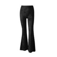 thumbnail image 3 of Womens High Waist Crushed Velvet Flare Pants Ladies Casual Bell Bottoms Trousers, 3 of 4
