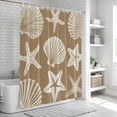 thumbnail image 6 of Beige Coastal Shower Curtain for Bathroom, Starfish Shell Ocean Nautical Waterproof Cloth Fabric Bathroom Accessories Set with 9 Rust Proof Plastic Hooks, 36"x72", 6 of 9