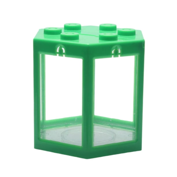 Pequeño de peces Betta, soporte para acuario con forma de de peces, luz bomba de aire, de peces pequeño para tortugas, Cuadrado verde