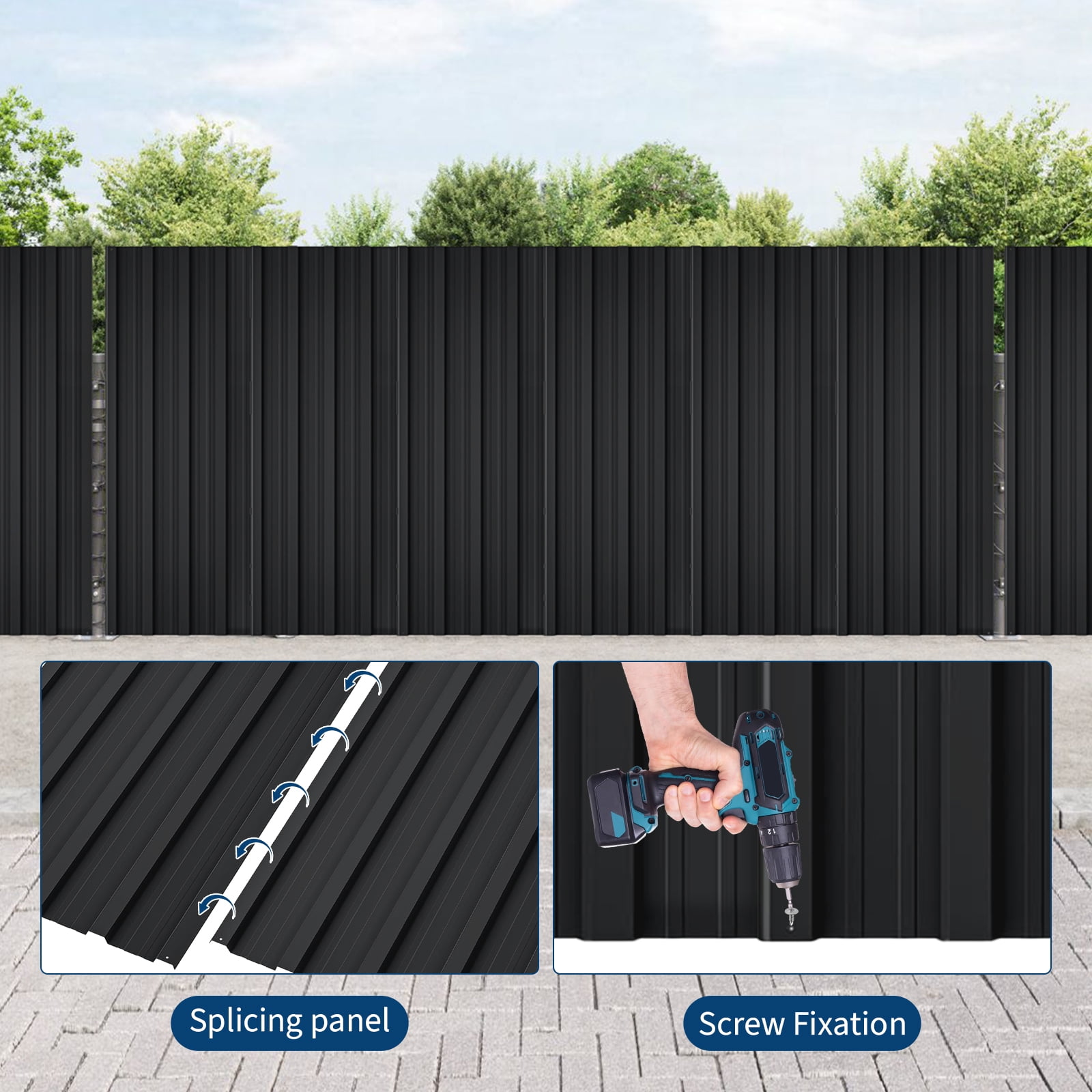 20 Pcs Metal Roofing Panels, 3.54 Ft Corrugated Galvanized Steel Roofing Panels, Heavy Duty Metal Siding Panels with Screws for Pergola, Gazebo, Shed, Outdoor Storage, Chicken Coop, Patio,Garages