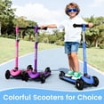 thumbnail image 5 of 2-in-1 Kids Scooter for Ages 3-12, 3 Wheel Lean to Steer Scooter with LED Light-Up Wheels, Adjustable Handlebar, Foldable & Detachable for Boys & Girls,Blue, 5 of 8