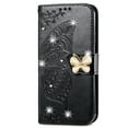 thumbnail image 2 of Mantto For Samsung Galaxy S25 Ultra Wallet Case, Bling Diamond PU Leather Flip Wallet Case Hand Strap Butterfly Embossed Protective Flip Kickstand Card Holder Magnetic Closure Phone Cover,Black, 2 of 10