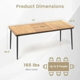thumbnail image 3 of RELAX4LIFE Wooden Outdoor Dining Table for 8, 79’’ Acacia Wood Patio Table w/2’’ Umbrella Hole, Slatted Tabletop & Metal Legs, Indoor Outdoor Rectangular Picnic Table, 8-Person Patio Dining Table, 3 of 9