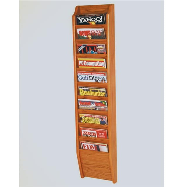 Wooden Mallet MR48-10BM Cascade 10 Pocket Magazine Rack - Black & Medium Oak