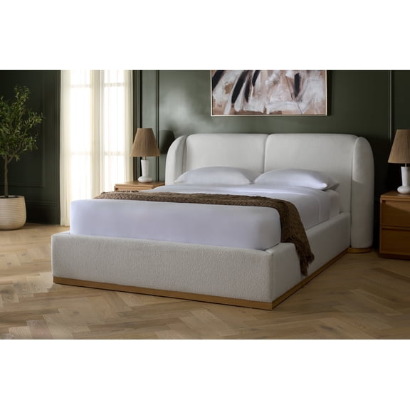 Safavieh Couture Martynia Boucle King Bed, Ivory/Natural