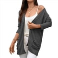 thumbnail image 1 of Suéter de Punto con Capucha y Mangas Largas Abiertas para Mujer 2025, Prenda Exterior Tipo Cárdigan Gris Oscuro S, 1 of 10