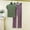 Army Green, variant on NominalSnug Womens Pajamas Sets High Neck Cap Sleeve Top Elastic Waisted Lounge Pants with Pockets Loose Homewear