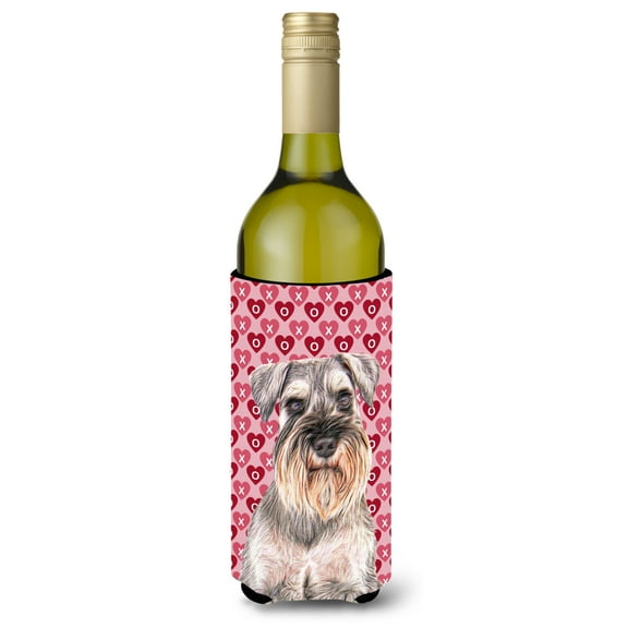 Hearts Love and Valentines Day Schnauzer Wine Bottle Hugger
