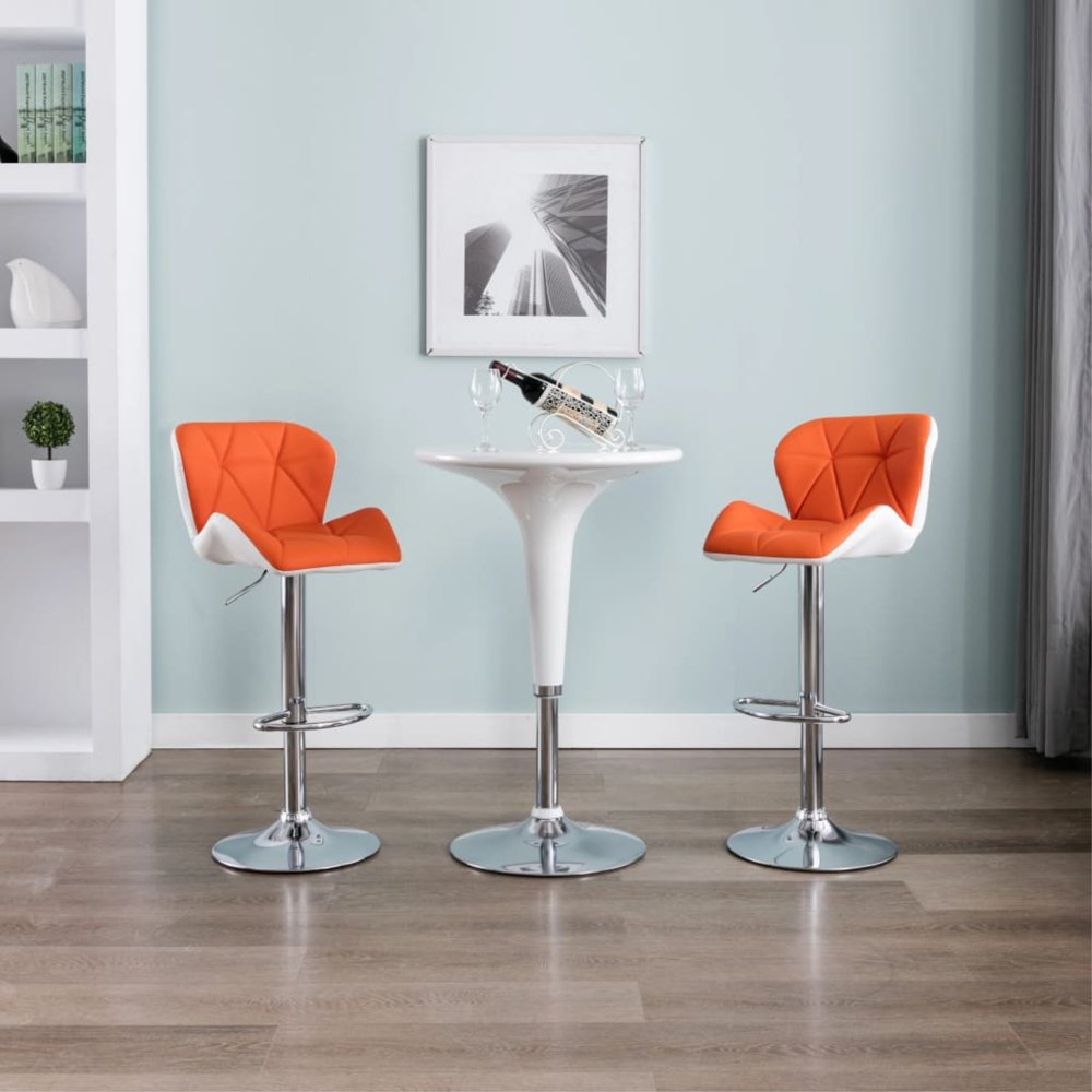 vidaXL Bar Stools 2 pcs Orange Faux Leather