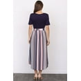thumbnail image 4 of Navy Short Sleeve Pink Stripe Sash Midi Dress, 4 of 4