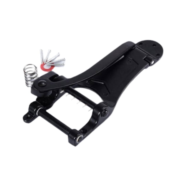 Puente vibrato y trémolo para guitarra, ideal para actuaciones en directo de músicos. Negro