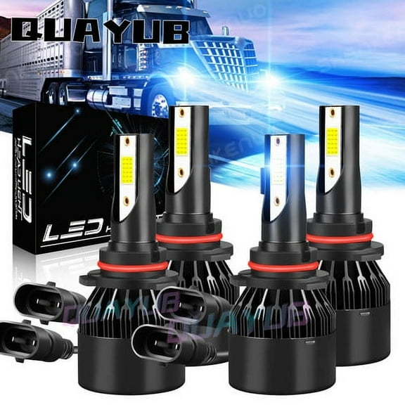 For Freightliner M2 100 106 112 4x Ice Blue LED High/Low Beam 9005 9006 Headlight Bulbs