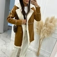 thumbnail image 2 of Lovskoo 2024 Women's 2023 Trendy Winter Coat Faux Suede Long Sleeve Lapel Button Thick Warm Faux Shearling Teddy Oversized Overcoat Jacket Brown, 2 of 9