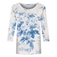thumbnail image 4 of BDPORKAS Womens Tops Summer 2025 Trendy 3/4 Sleeve Dress Shirts Floral Print Graphic Tees Dressy Casual Crew Neck Blouse Half Sleeve Tunics or Tops To Wear with Leggings, 4 of 4