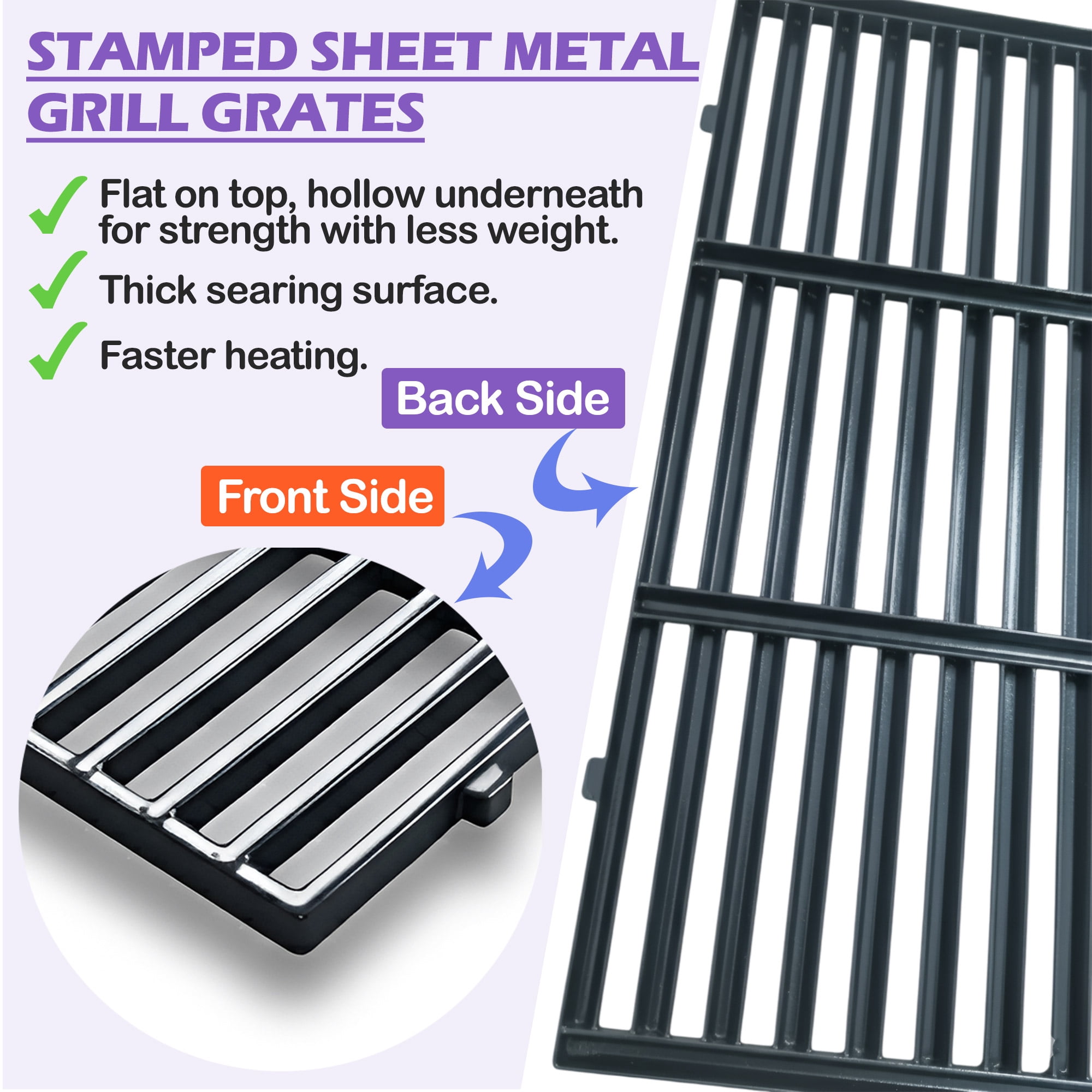 Grill Grates for Weber Spirit E/S/EP-310/320/330/425/435, Spirit 700, Genesis Silver/Gold B/C & 1000–3500 | 7638 Grids | Porcelain-Enameled Steel