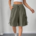 thumbnail image 2 of LWavelet Women's Side Drawstring Cargo Shorts Loose Fit Casual Summer Shorts for Outdoor Daily Army Green M, 2 of 7
