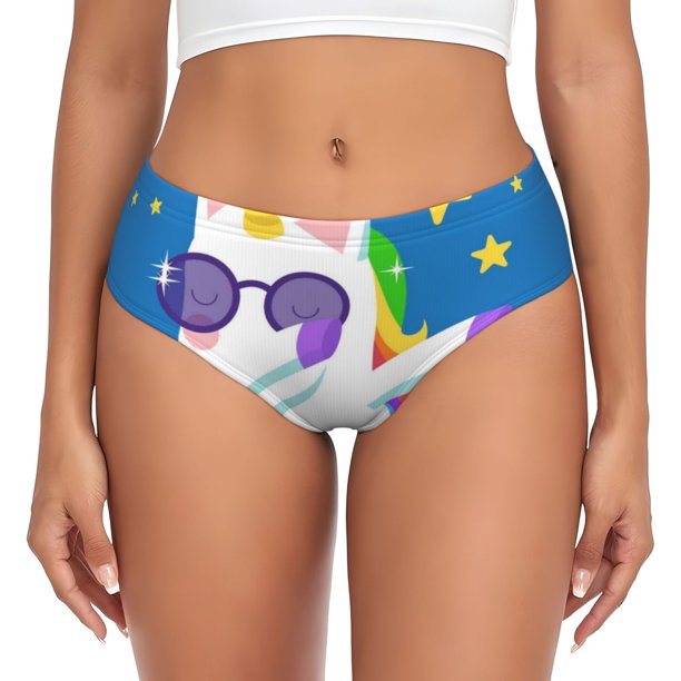 Balery Cool Unicorn Star Golden Ropa Interior de Algodón para Mujer con Dibujo – Braguitas Cómodas y Elásticas, Estilo Clásico-3X-Large