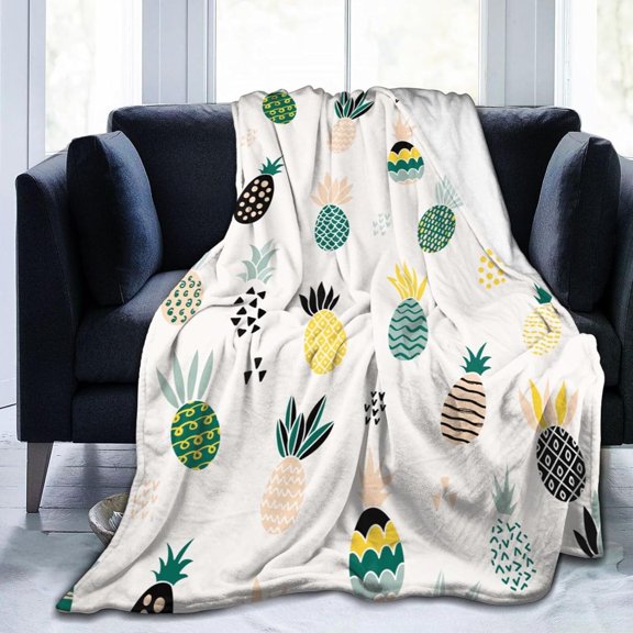 Abstract Pineapple Cute Blanket, Soft Blankets Flannel Bed Throw Cozy Lightweight Plush Gifts for Women Men Boys Girls Kids Sofa Couch Bedroom Living Rooms Warm All Season, Home Decor, 80"x60"