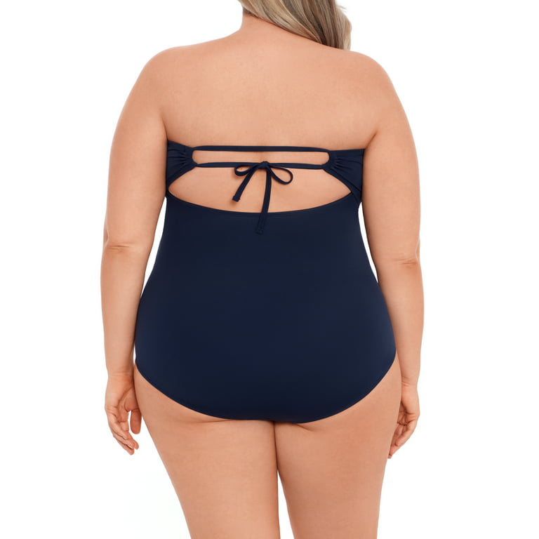 Time and Tru Women's Plus Size Strapless One Piece Swimsuit 