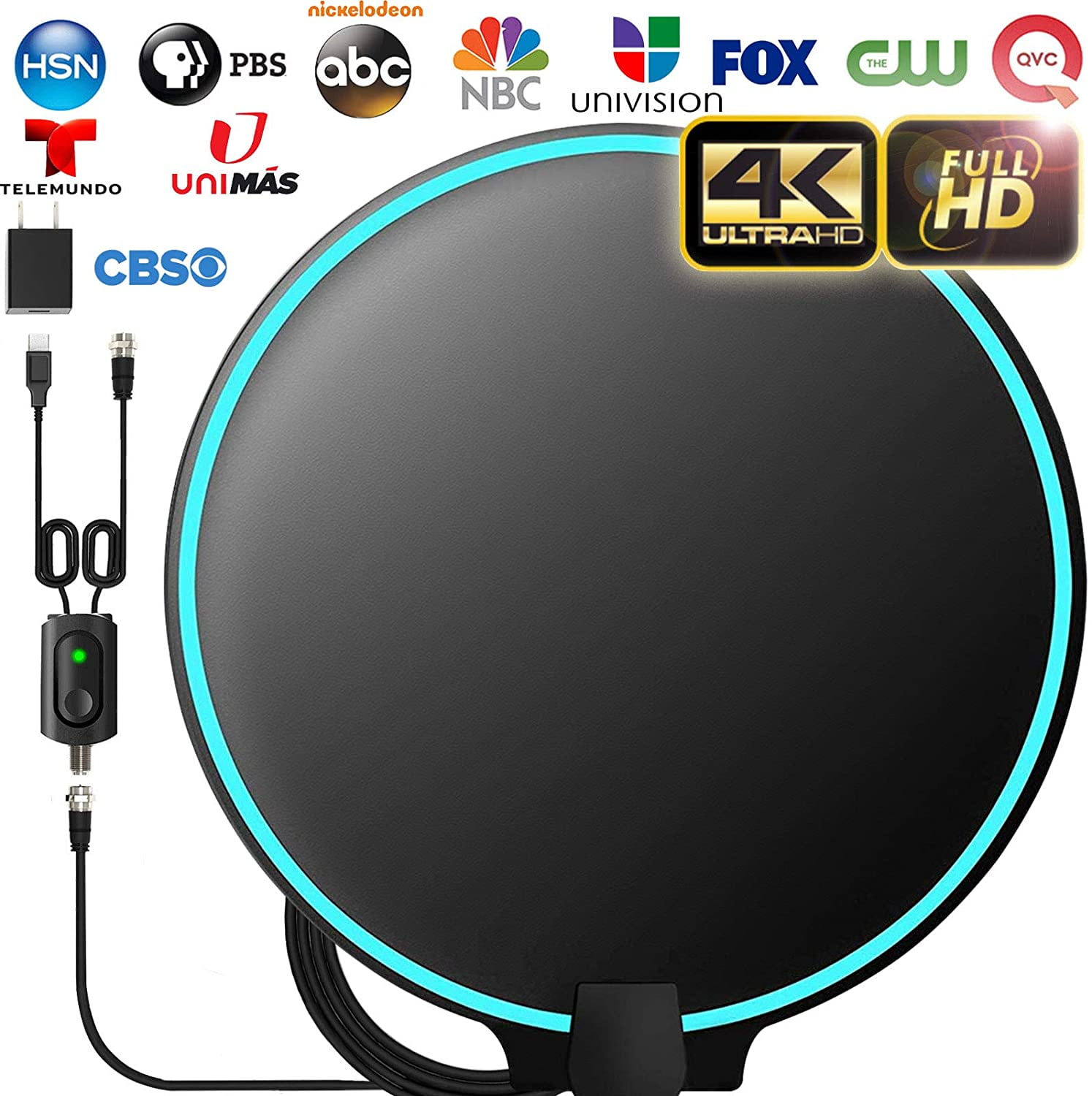 Latest 2019 120Miles Directional TV Antenna-Indoor High Reception Amplified HDTV Antenna for TV Signals High Reception Digital TV Antenna for 4K/VHF/UHF/1080P Free Channels 13ft Coax 
