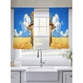 thumbnail image 4 of Blue Yellow Fall Scarecrows Sheer Curtains 45 Inch Length 2 Panels Set, Thanksgiving Autumn Harvest Voile Window Treatment Rod Pocket Small Kitchen Curtains Drapes for Bedroom 52"x45"x2, 4 of 7