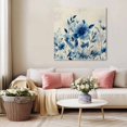 thumbnail image 5 of Blue Ombre Floral Wall Art Painting on Canvas, Spring Elegant Flowers Beige Rustic Canvas Art Home Prints Wall Art Framed Modern Artwork for Living Room Bedroom Wall Decor 8x8in, 5 of 9