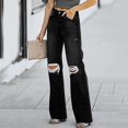 thumbnail image 2 of Vedolay Fashion Pants for Women Trendy Slim Fit High Waist Flared Pants Ladies Wide Leg Denim Pants Black,XL, 2 of 5