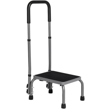 Naipo Medical Step Stool with Handle, Non-Slip Platform Adjustable Height Footstool for  Seniors, Elderly & Disabled, Steel Holds up to 300 lbs, Gray