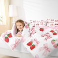 thumbnail image 5 of Feelyou Kawaii Buffalo Bowknot Queen Comforter Set, Fashion Ribbon Strawberry Bedding Sets, Princess Pink Cartoon Reversible Bedding Comforter Set, Microfiber Bedroom Decor, 3 Pieces, 5 of 9