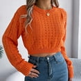 thumbnail image 5 of DHFJKG Sweaters For Women Cropped Top Knitted Hollow Out Long Sleeve Pullover Crop Sweater Autumn Winter Versatile Jumper Tops, 5 of 8